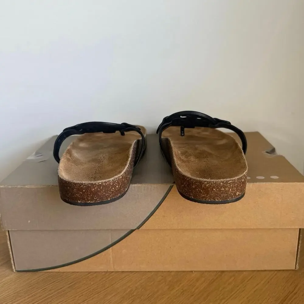 Tory Burch Miller Cloud Patent Black Women Sandals- SZ 8